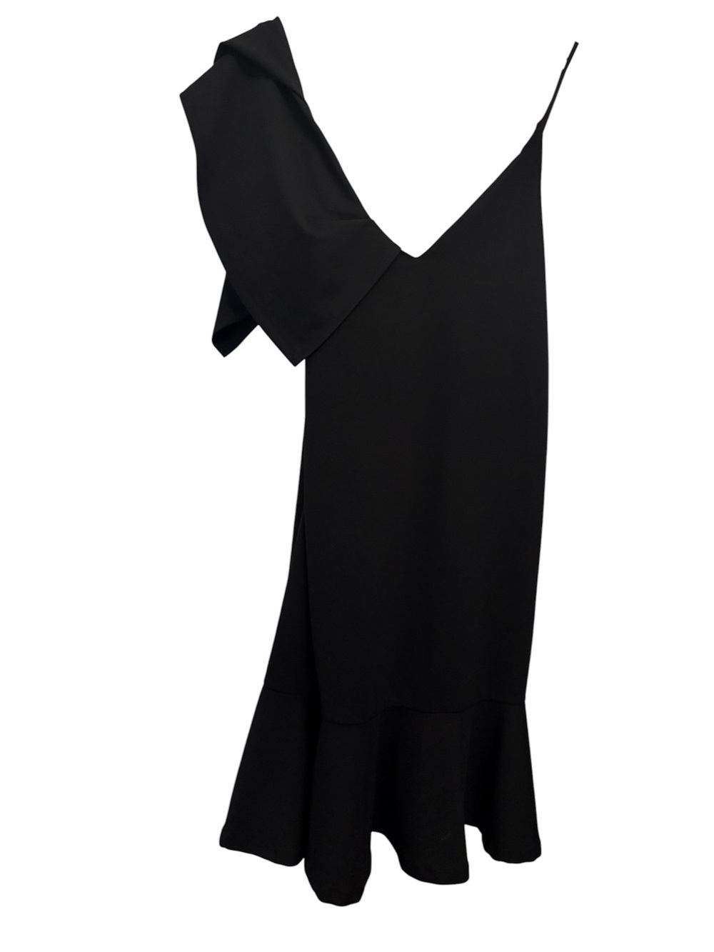Zara Black One-Shoulder Mini Dress with Flounced Hem